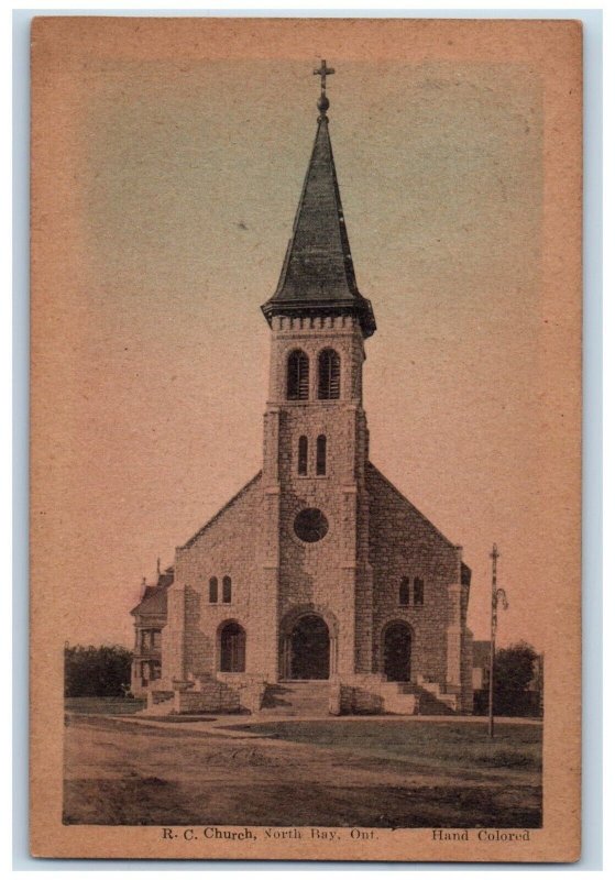 c1910's R. C. Church North Bay Ontario Canada Handcolored Antique Postcard
