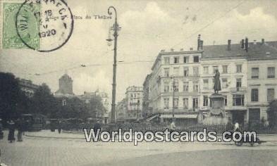 Place du Tehatre Liege, Belgium 1920 Stamp on front 
