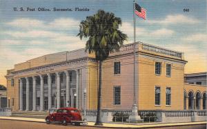 U.S. Post Office, Sarasota, Florida, Early Linen Postcard, Unused