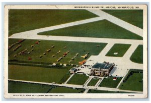 1936 Aerial View Indianapolis Municipal Airport Indianapolis Indiana IN Postcard