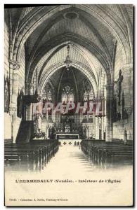 Old Postcard L'Hermenault Interior of The Church