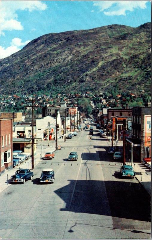 Trail BC British Columbia Birdseye Street Scene Cars c1950s Vintage Postcard E14