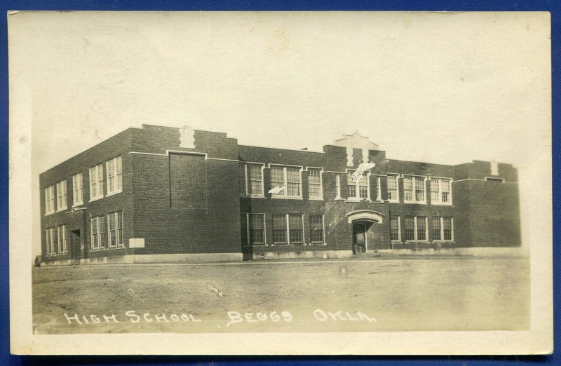 Beggs Oklahoma ok High School Real Photo Postcard