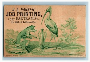1870's J.A Parker Job Printing Aesop's Fable Fox & The Stork P165 