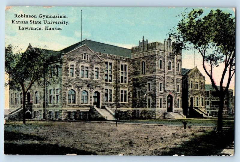 Lawrence Kansas Postcard Robinson Gymnasium Kansas State University 1914 Vintage