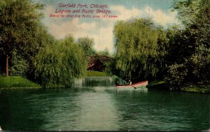 Illinois Chicago Garfield Park Lagoon and Rustic Bridge 1912