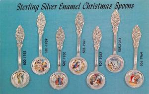 Sterling Silver Enamel Christmas Spoons Advertising Unused 