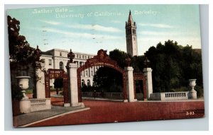 Vintage 1921 Colorized Postcard Sather Gate University of California Berkeley