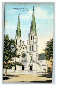 Vintage 1930's Postcard Building Cathedral of St. John Savannah Georgia