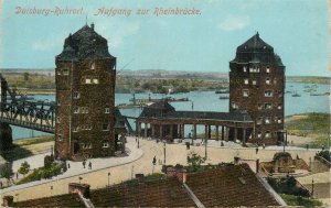 Germany navigation themed postcard Duisburg Ruhrort Rhein bridge