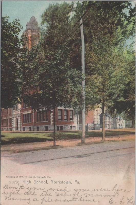 Postcard High School Norristown PA 1906