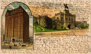 PC CPA US, IL, CHICAGO, LINCOLN PARK, MASONIC TEMPLE, LITHO POSTCARD (b6491)