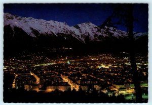 INNSBRUCK, AUSTRIA ~ Gegen Nordkette BIRDSEYE NIGHT ~   4x6 Postcard