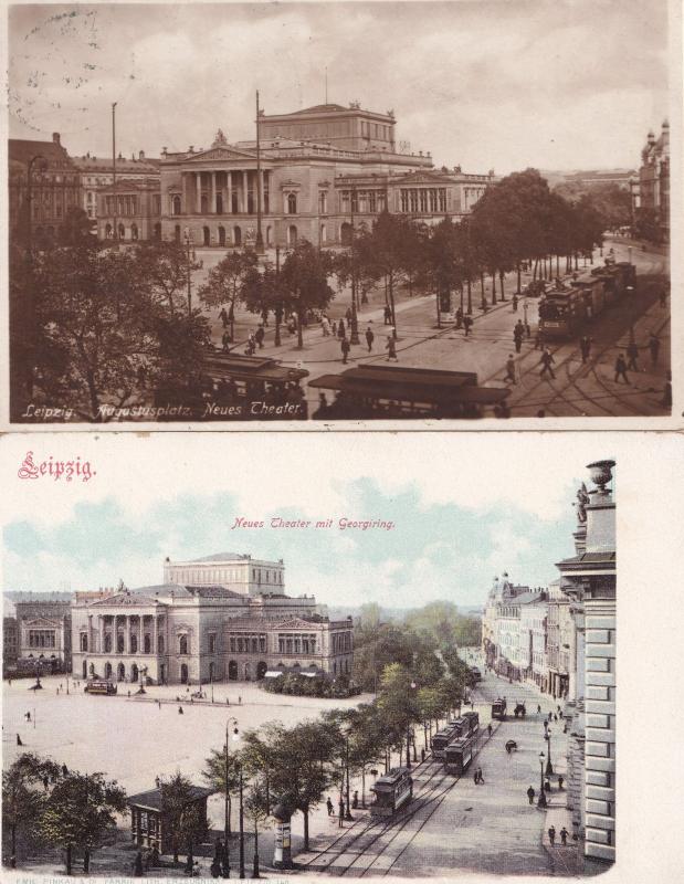 Leipzig Neues Theater German Old 2x Postcard s