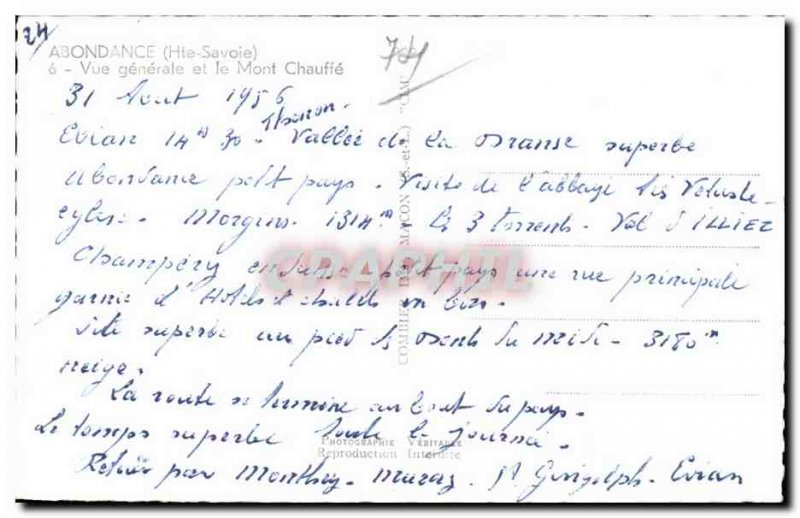 Abondance - Vue Generale and Mount Heater - Old Postcard