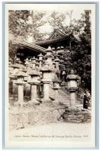 Nara Japan RPPC Photo Postcard Stone Lanterns at Kasuga Shinto Shrine c1940's