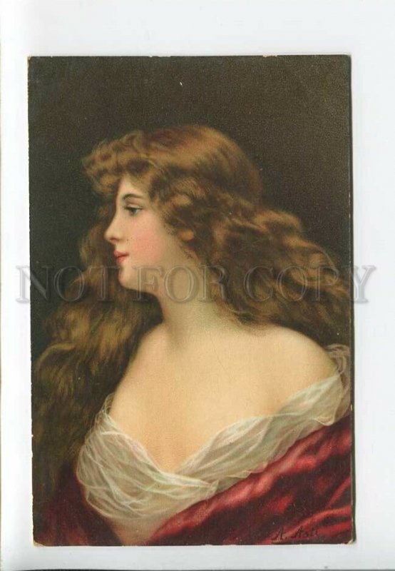 3182602 Lady LONG HAIR in Red by Angelo ASTI vintage color PC