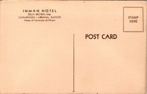 Postcard Inman Hotel in Champaign - Urbana, Illinois