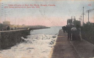 Sault Ste Marie Ontario Canada Gates of Locks Vintage Postcard AA50646