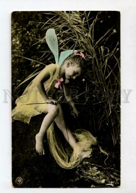 3115090 Nude Winged Girl FAIRY Elf Dragonfly Old Tinted PHOTO