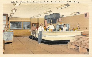 LP40  Lakewood New Jersey Lincoln Bus Terminal Soda Bar postcard