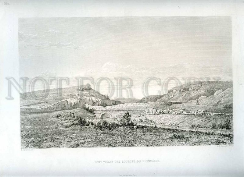 231420 TURKEY Pont Voisin Sourses Rhyndacus engraving Lemaitre Chardon Paris