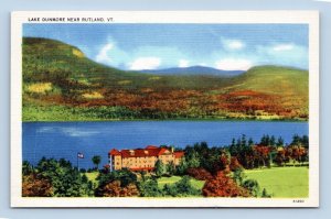 Birds Eye View Lake Dunmore Near Rutland Vermont VT UNP Linen Postcard F19