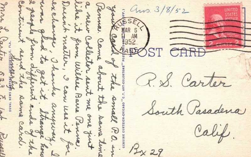 US Post Office Building Jacksonville Florida FL Structure Vintage Postcard 1952