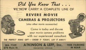 Revere Movie Cameras & Projectors Atkinson & Leff Buffalo NY Postcard