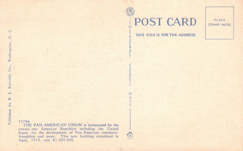 Vintage Postcard Pan-American Union By American Republics Washington DC B. S R.