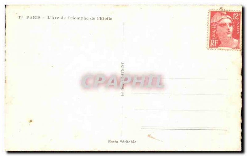 Old Postcard Paris L & # 39Arc De Triomphe From & # 39Etoile