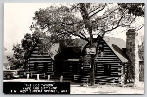 West Eureka Springs AR Arkansas RPPC The Log Tavern Cafe Gift Shop Postcard Q26