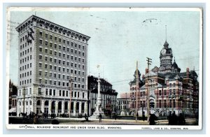 c1910's City Hall Soldiers Monument Union Bank Bldg. Winnipeg Canada Postcard