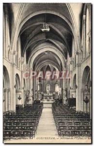 Old Postcard Ouistreham Interior of & # 39eglise