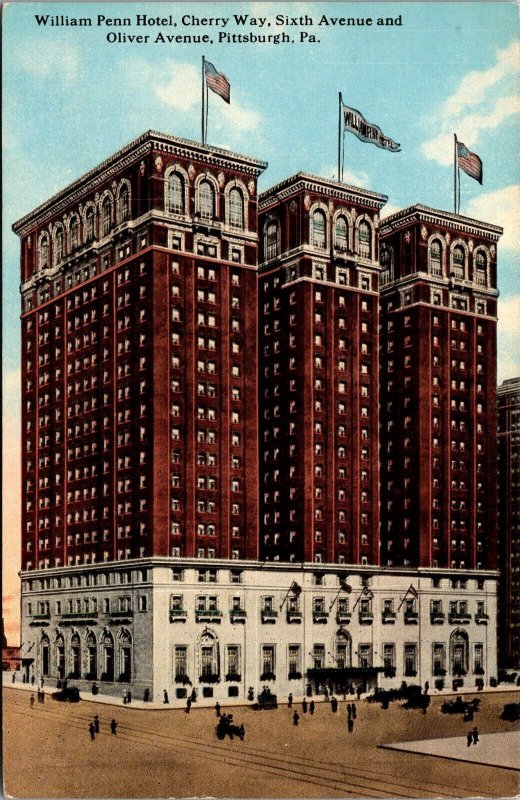 Vtg Pittsburgh Pennsylvania PA William Penn Hotel Cherry Way 1910s Postcard