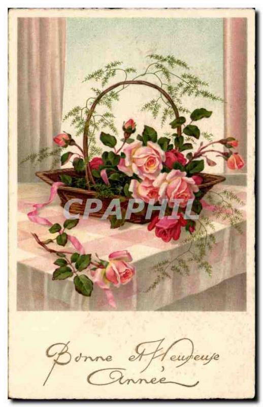 Festivals - Good Anne - Roses - pretty basket of flowers - Old Postcard