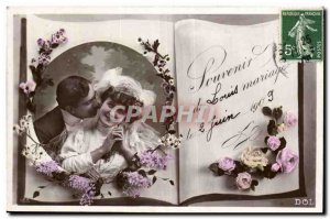 Fantasy - Couple - Remembrance Louis Marriage 2 June 1909 - Old Postcard