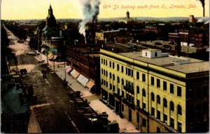 Postcard 12th Street Looking South From O. in Lincoln, Nebraska