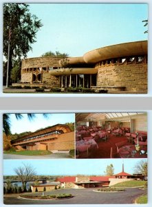 2 Postcards BANK of SPRING GREEN, WI~ Frank Lloyd Wright SPRING GREEN RESTAURANT