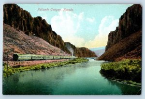 c1910's Locomotive Passing Through Palisade Canyon Lake Nevada Antique Postcard