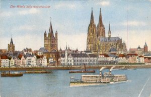 Germany navigation themed postcard das Rhein Koln paddle cruisers 1929