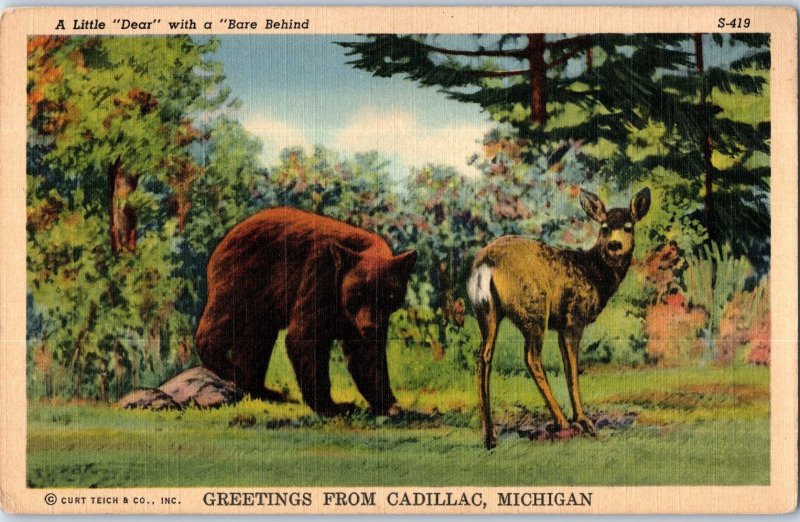 Greetings from Cadillac Michigan Postcard