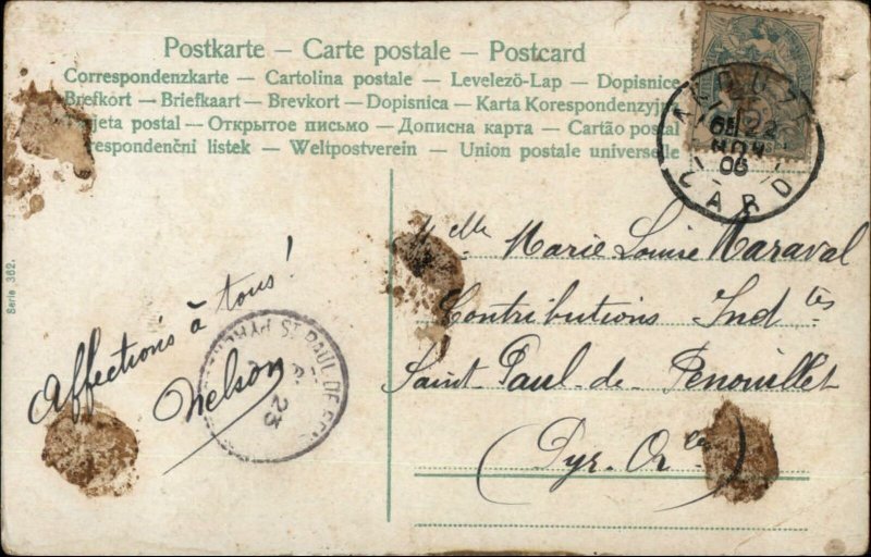 Multiple Kids Fantasy Tandem Bicycle Fantasy c1910 Postcard