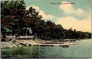 Nelson's Grove, Docks Cabins Lakeville Massachusetts c1919 Vintage Postcard J16