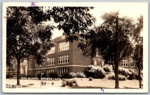 Sparta Wisconsin 1931 RPPC Real Photo Postcard High School Building