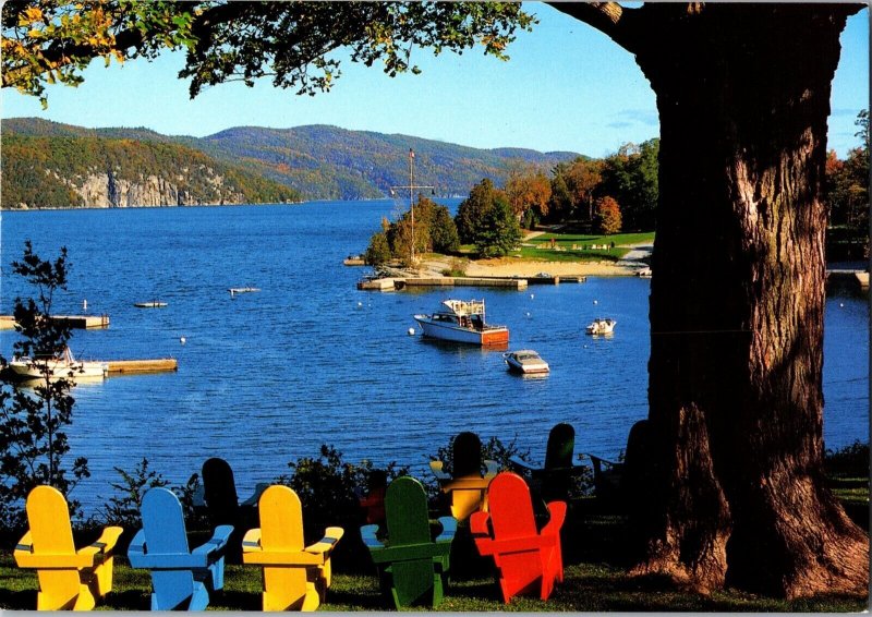 Front Lawn Chairs, Basin Harbor Club Lake Champlain Vergennes VT Postcard L64