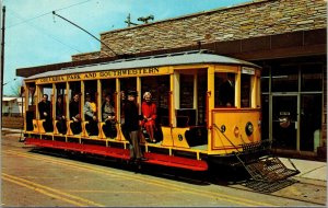 Vtg Open Air Trolley Gerald Brookins Trolleyville Olmsted Falls Ohio OH Postcard