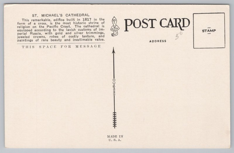 Linen~Sitka Alaska~Russian Church~Vintage Postcard