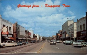 Kingsport Tennessee TN Classic 1960s Cars Street Scene Vintage Postcard