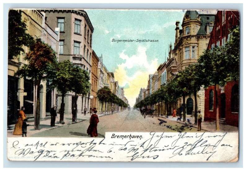 1906 Burgermeisler-Smidtstrasse, Road in Bremerhaven Germany Postcard 